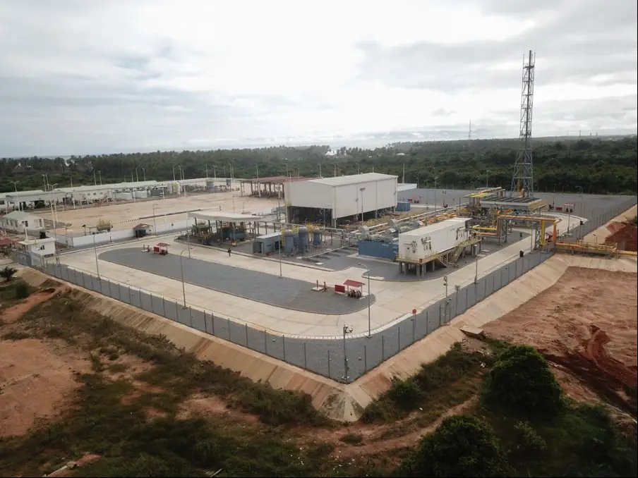 Aerial view of the gas processing facility