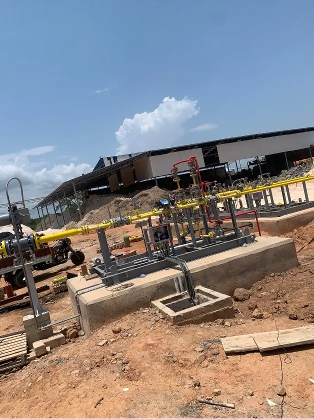 Construction site with new skids being installed