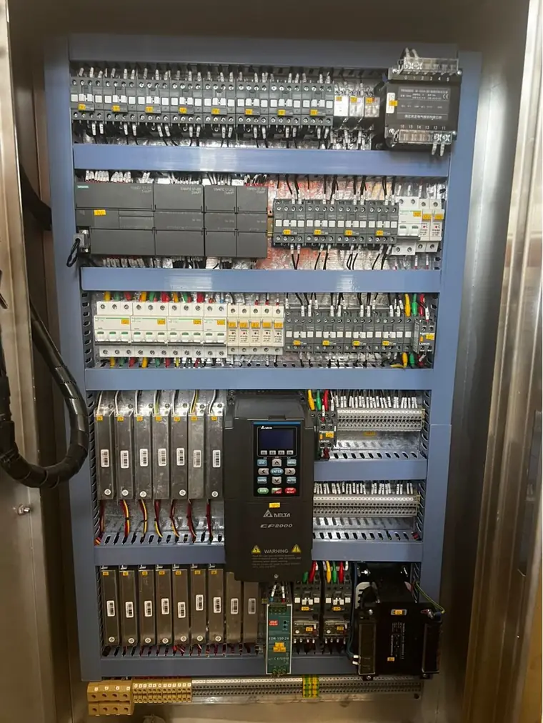 Control panel with drive and PLC